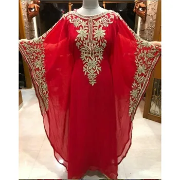 Красный Модный Марокканский Исламский Кафтан Farasha Party Jalabiya Длинная Юбка в пол Индийское Платье
