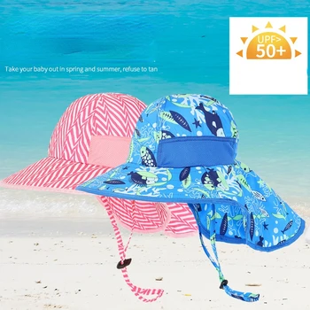 Летняя Детская солнцезащитная шляпа для пляжных путешествий, Солнцезащитная шляпа Рыбака с широкими полями, шаль на шее, женская шляпа-капот