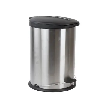 Литровый контейнер для мусора из матовой нержавеющей стали с пластиковым верхом, серебристый