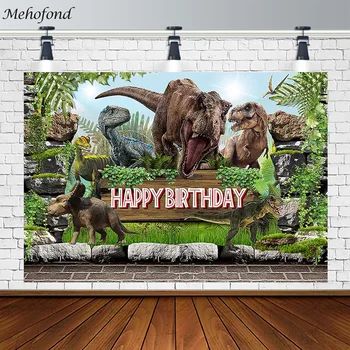 Мехофонд Фон для фотосъемки Джунгли, мир динозавров, фон для вечеринки в честь 1-го дня рождения Мальчика, лес, Зеленая трава, декор фотостудии