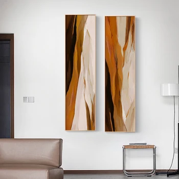 Минималистичная абстрактная коричневая картина на холсте, Скандинавские цветные блоки, Плакатный принт, Современная картина для декора стен гостиной Спальни