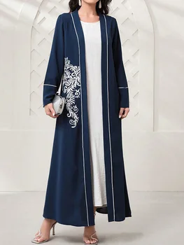 Модное мусульманское Кимоно С вышивкой Абайя, Ретро Этнический кардиган, Халат, Дубай, Ближний Восток, Саудовская Аравия, Одежда для Праздника Ид