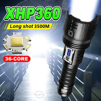 Мощный светодиодный фонарик XHP 360, супер яркий телескопический прожектор Дальнего действия, USB Перезаряжаемый ручной фонарь для ночной рыбалки