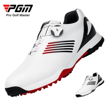 Мужская обувь для гольфа PGM, удобная мужская обувь для гольфа с ручкой и пряжкой, водонепроницаемые нескользящие кроссовки из натуральной кожи с шипами и гвоздями