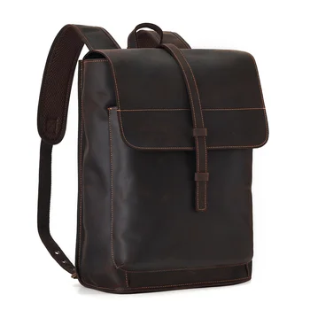 Мужской рюкзак из натуральной кожи, винтажная сумка через плечо для мужчин, дорожные рюкзаки большой емкости для 15 