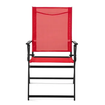 Набор из 2 складных стульев для внутреннего дворика из нержавеющей стали, красный складной стул для рыбалки из Силлы, Мягкий складной стул для отдыха на открытом воздухе