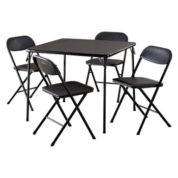 Набор карточных столов Cosco из 5 предметов, черный складной столик, переносной столик, складной столик