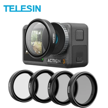 Набор Фильтров для объектива TELESIN Action4 ND8 ND16 ND32 CPL Рамка из алюминиевого Сплава для DJI Action 3 4-Й CPL-Объектив, Аксессуар для экшн-камеры