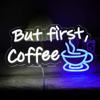 Но сначала кофейные светодиодные неоновые вывески для кафе, ресторана, бара, украшения стен, неоновый свет, кофейня, светодиодный свет, неоновая лампа
