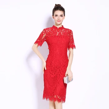 новое летнее платье большого размера длиной до колена, наполовину облегающее, цветочный фестиваль, женское кружевное платье в натуральном китайском стиле, 11582