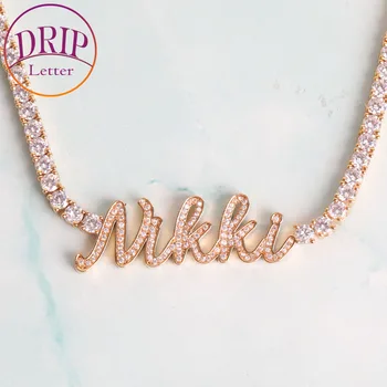 Ожерелье с пользовательским именем для женщин, Колье, настоящая позолоченная цепочка, ювелирные изделия в стиле хип-хоп