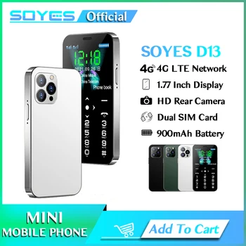 Оригинальный SOYES D13 4G LTE Мини Мобильный телефон 900 мАч Type-C Вход С Камерой SOS Dual SIM 1,77 