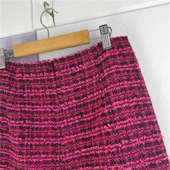 Осенне-зимняя новая женская юбка 2023 Года из твида с высокой талией, универсальная мини-юбка