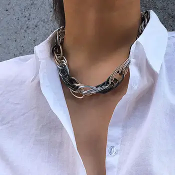 Панковское Толстое ожерелье с перекрестной цепочкой для женщин в стиле Хип-Хоп, Короткие Массивные Ожерелья-чокеры, Цепочки на шею, 2022, Модные украшения, подарки на воротник