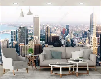 пользовательские фрески 3D фотообои современный город, роспись высотных зданий, домашний декор, обои для стен, 3d гостиная
