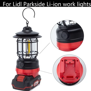 Портативный Фонарь для кемпинга на открытом воздухе, Рабочий светильник, Декоративный светильник Для литий-ионного аккумулятора Lidl Parkside X20V (батарейки в комплект не входят)