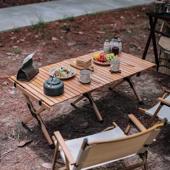 Походные столы и стулья на открытом воздухе Складной Портативный стол для яичных рулетов из массива дерева, Походный складной стол, стол для пикника, кемпинг