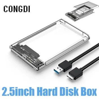 Прозрачные Коробки для жестких дисков 2,5-дюймовый жесткий диск SSD Shell Корпус SATA к USB 3,0 Мобильный Внешний жесткий диск Disk Box 5 Гбит/с Поддержка 5 ТБ