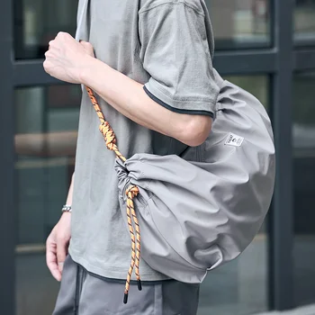Прочная двухцветная повседневная сумка через плечо на шнурке Унисекс, многофункциональная водонепроницаемая, большой емкости, простая молодежная сумка через плечо