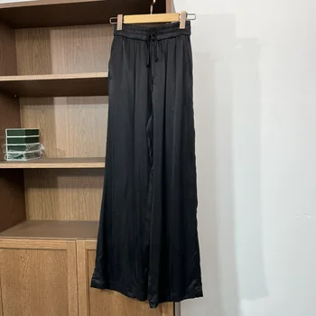 Ретро Тонкие удобные легкие Роскошные женские брюки с прямыми штанинами из меди