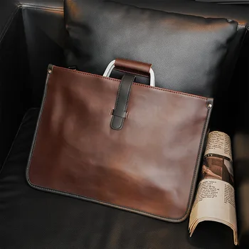 Роскошный Деловой портфель, Мужская высококачественная кожаная сумка Crazy Horse через плечо, мужская сумка для ноутбука