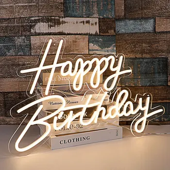 С Днем Рождения, USB Светодиодная неоновая вывеска для декора вечеринки по случаю Дня рождения, Неоновый свет для вечеринки, домашний Подвесной декор