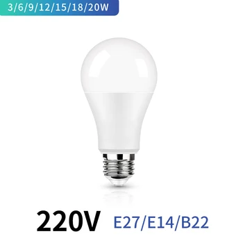 Светодиодная Лампа E27 E14 B22 220V 3 Вт 6 Вт 9 Вт 12 Вт 15 Вт 18 Вт 20 Вт Светодиодная Лампа для Гостиной Домашние Светодиодные лампы для Дома