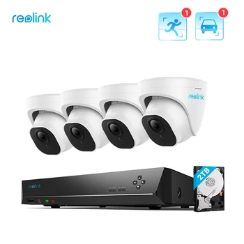 Система домашней безопасности Reolink 4K обнаружение человека/автомобиля 24/7 Запись PoE Видеонаблюдение Камера Видеонаблюдения Система Безопасности RLK8-800D4-A