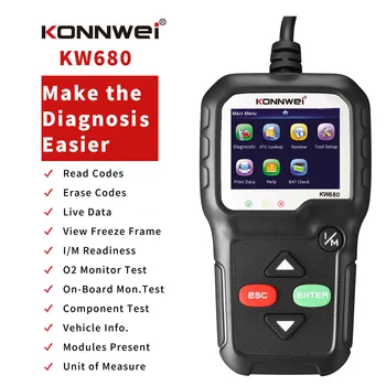 Сканер системы диагностики неисправностей автомобиля KONNWEI KW680 OBD2 Бортовой компьютер Автомобильный OBD сканер