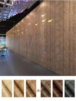 Современные китайские обои в стиле ретро цвета древесины с глубоким тиснением Гостиная Отель Проект ПВХ Украшение дома 3D наклейка на стену