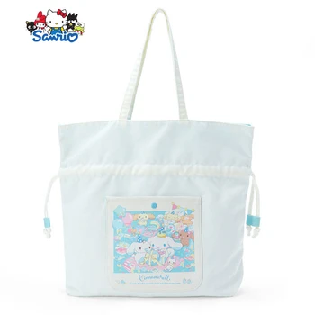 Сумка Sanrio Cinnamoroll, милый мультфильм Каваи, Универсальная холщовая сумка Большой емкости, студенческая сумка, игрушки, подарок на День рождения для девочек