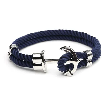 Темно-синий браслет с якорем уличная мода ретро ручной работы для мужчин и женщин, пара ручных веревок, трендовые мужские ювелирные изделия