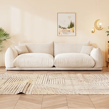 Хлебный диван, красная гостиная с Интернетом, минималистичная современная ткань с беспроцентной технологией, прямой ряд новой замши из кожи Напа