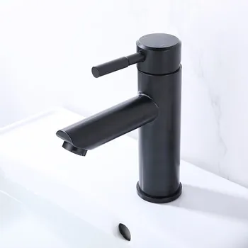 Черный смеситель для раковины из нержавеющей стали с одной ручкой и одним отверстием, смеситель для ванной комнаты с горячей и холодной водой, кран для бассейна