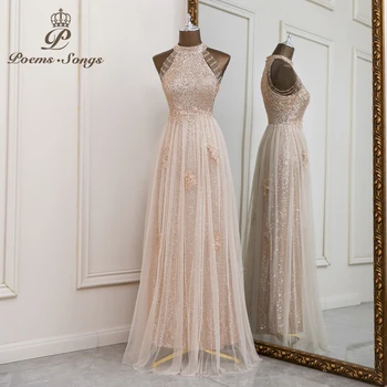 Элегантное двухслойное вечернее платье трапециевидной формы с пайетками в стиле модерн, платья для выпускного вечера, вечерние платья vestidos de fiesta robe de soirée de mariage