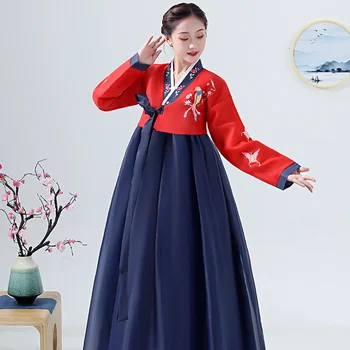 Южнокорейское Традиционное вышитое Придворное Корейское платье, Древнее платье, Женский корейский национальный сценический танцевальный костюм