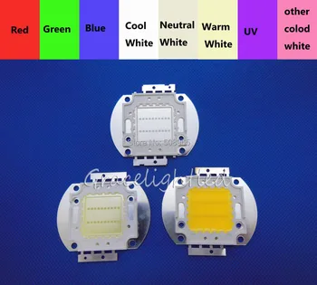 5 шт. светодиодный излучатель высокой мощности мощностью 20 Вт, красный, зеленый, синий, желтый, белый (нейтральный белый), теплый белый, холодный белый, УФ-светодиодный