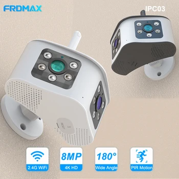 FRDMAX 4K Бинокулярная Камера безопасности Наружная Защита безопасности 8MP HD Wifi Surval Cam CCTV 180 ° Сверхширокоугольный Умный Дом