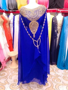 Женская длинная юбка королевского синего цвета из жоржета, марокканское платье фараша, сари для женщин в Индии, арабская одежда