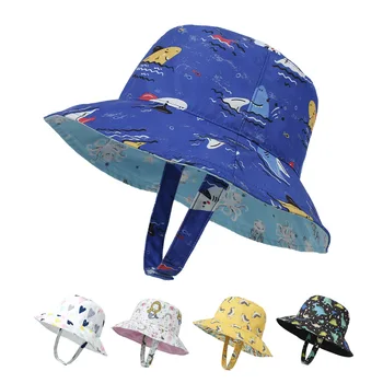 Новая летняя Детская солнцезащитная шляпа для девочек и мальчиков, уличная пляжная шляпа, Детская кепка-ведро 0-5 лет
