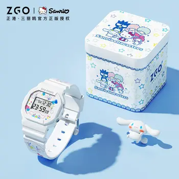 Оригинальные аниме-часы Sanrios Joint Zgo Cinnamoroll Водонепроницаемые Светящиеся Кавайные Милые спортивные кварцевые часы Для мальчиков и девочек Студенческий подарок