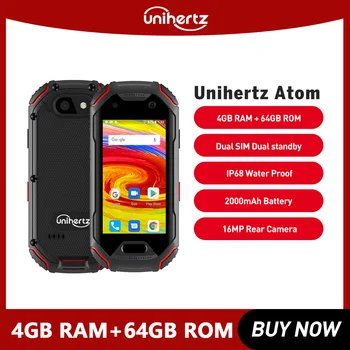 Смартфон Unihertz Atom 4G Прочный 4 ГБ ОЗУ 64 ГБ ПЗУ 2,45 дюймов Android 9 Восьмиядерный Мобильные Телефоны разблокированный Мобильный телефон 2000 мАч NFC