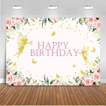 Фон с Днем рождения для фотосъемки, цветочный фон для фотостудии, фоны с бабочками для украшения вечеринки